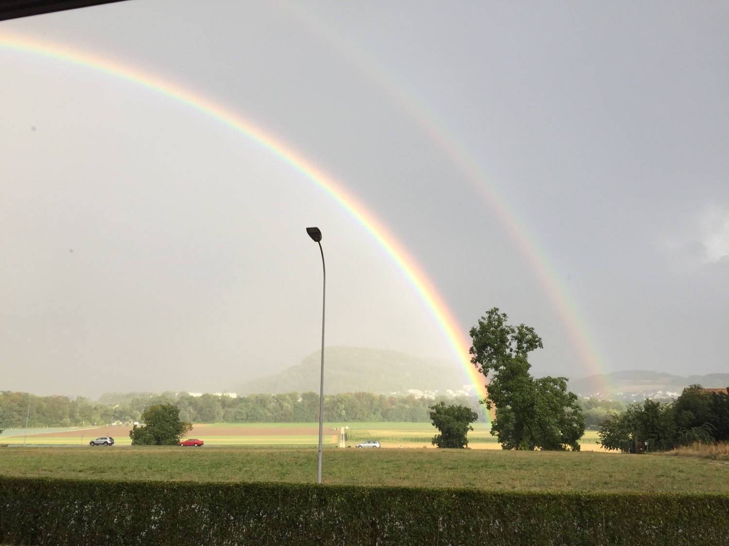 Double rainbow – after the first longer rain this summer.
