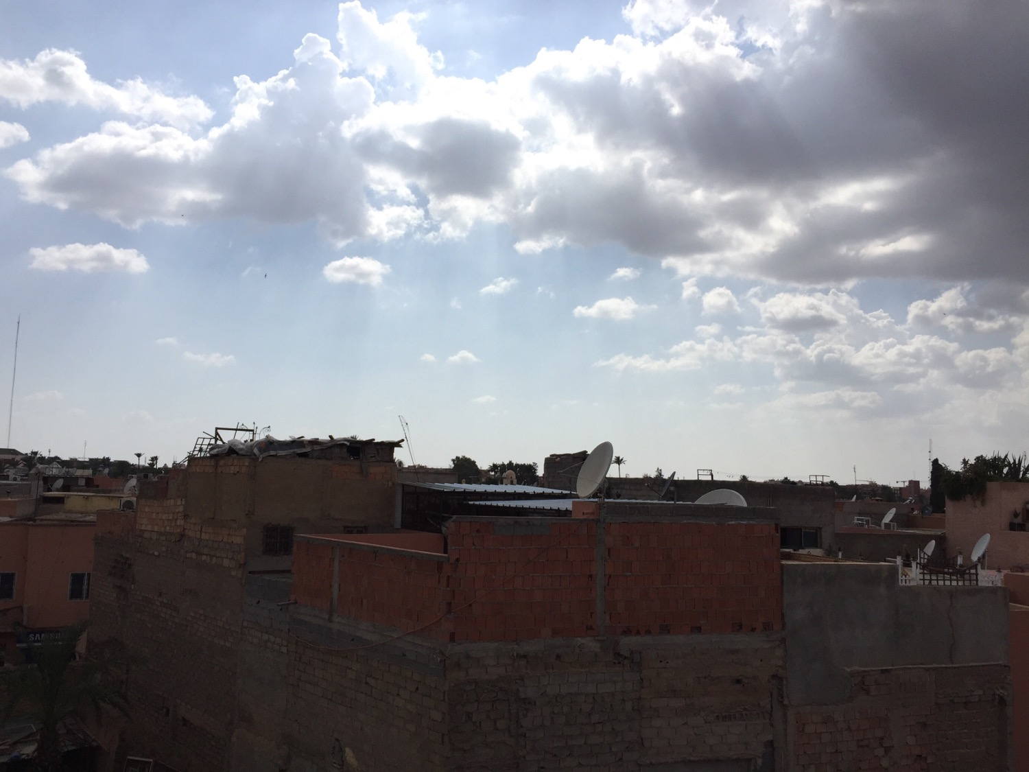 On a rooftop in Marrakech.
