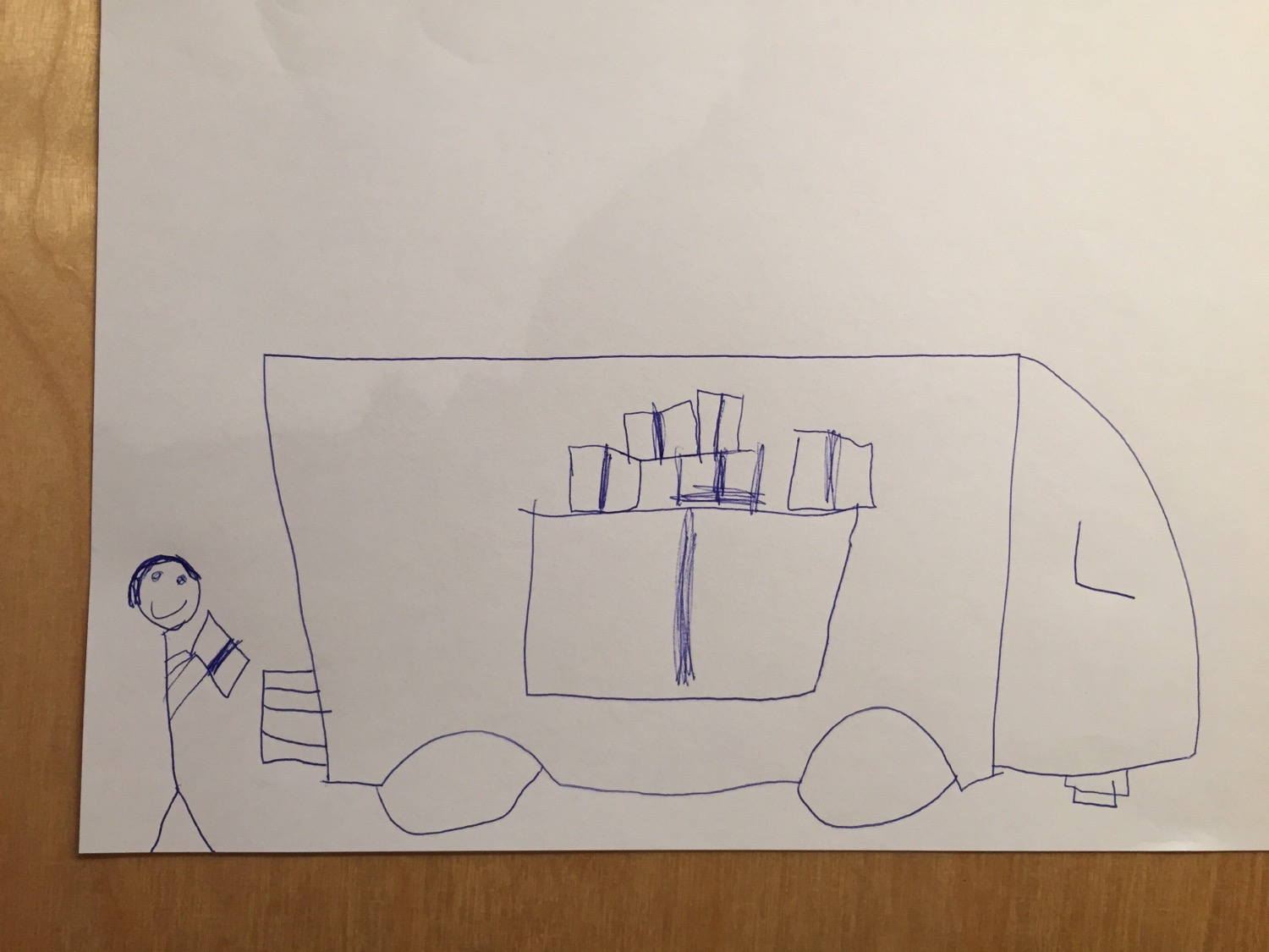 One day left. Picture of a moving car drawn by my daughter.
