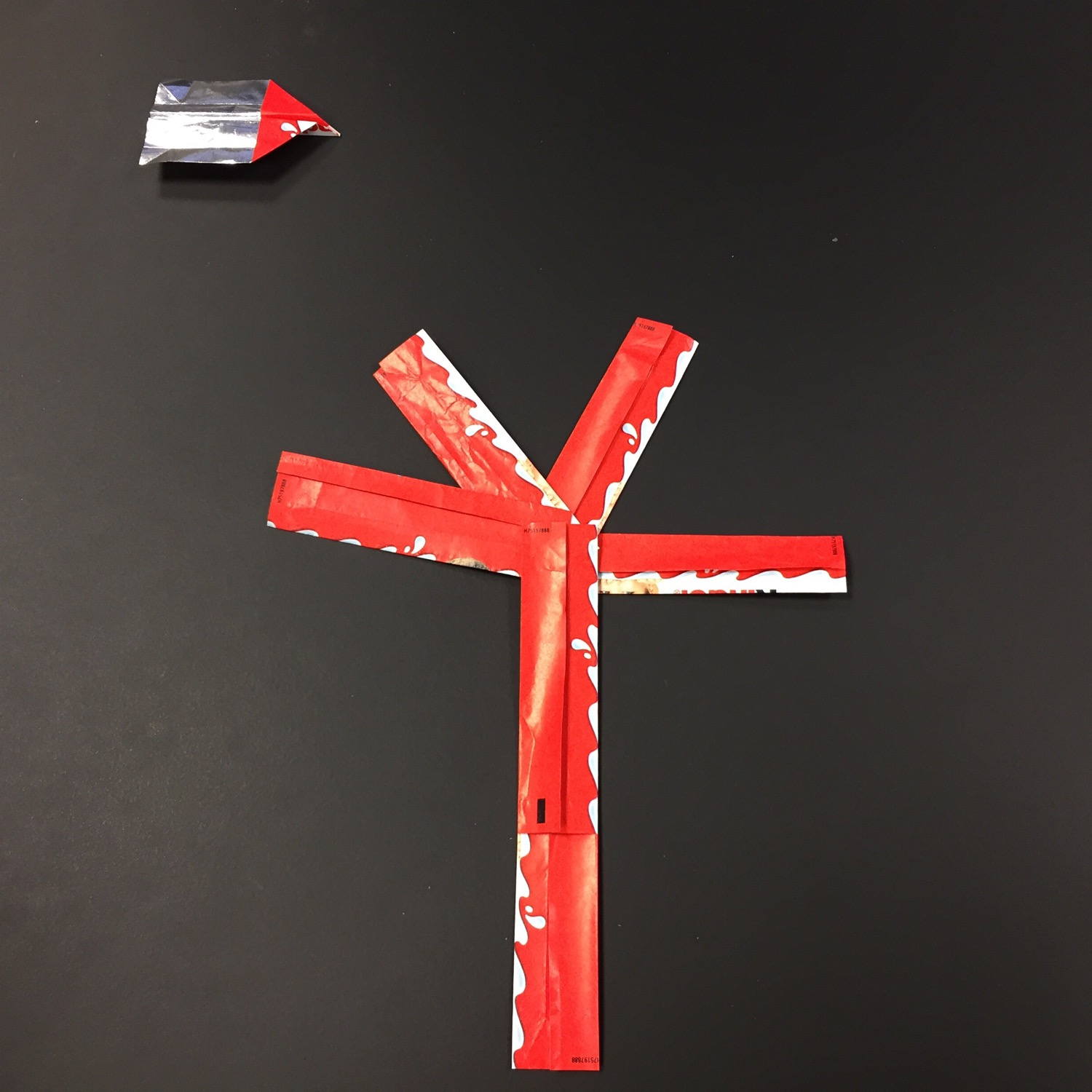 Airplane over a tree.
