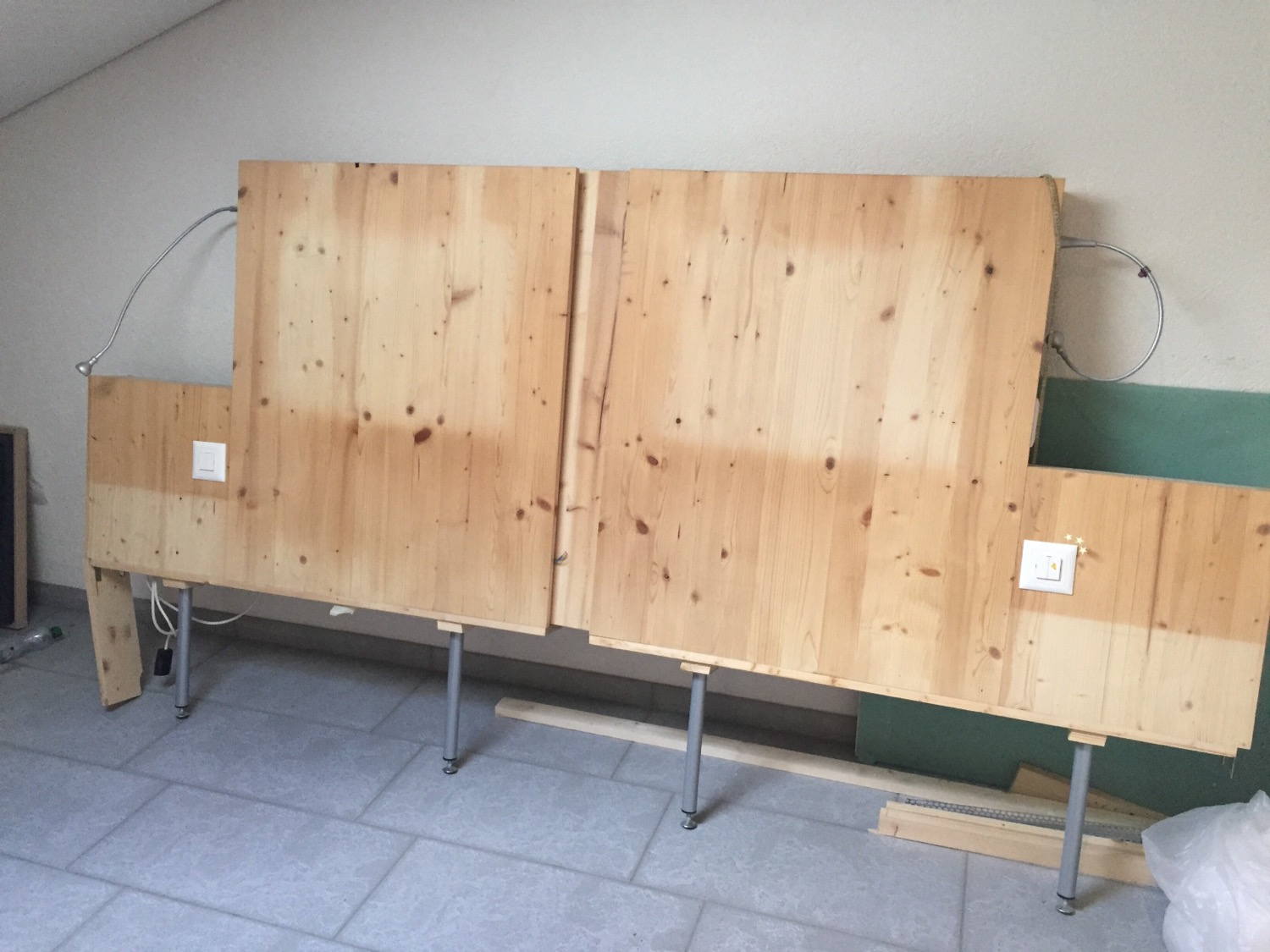 The end of an era. Our old headboard for our bed. One of my earliest woodworking projects. It will be replaced by a new one soon.
