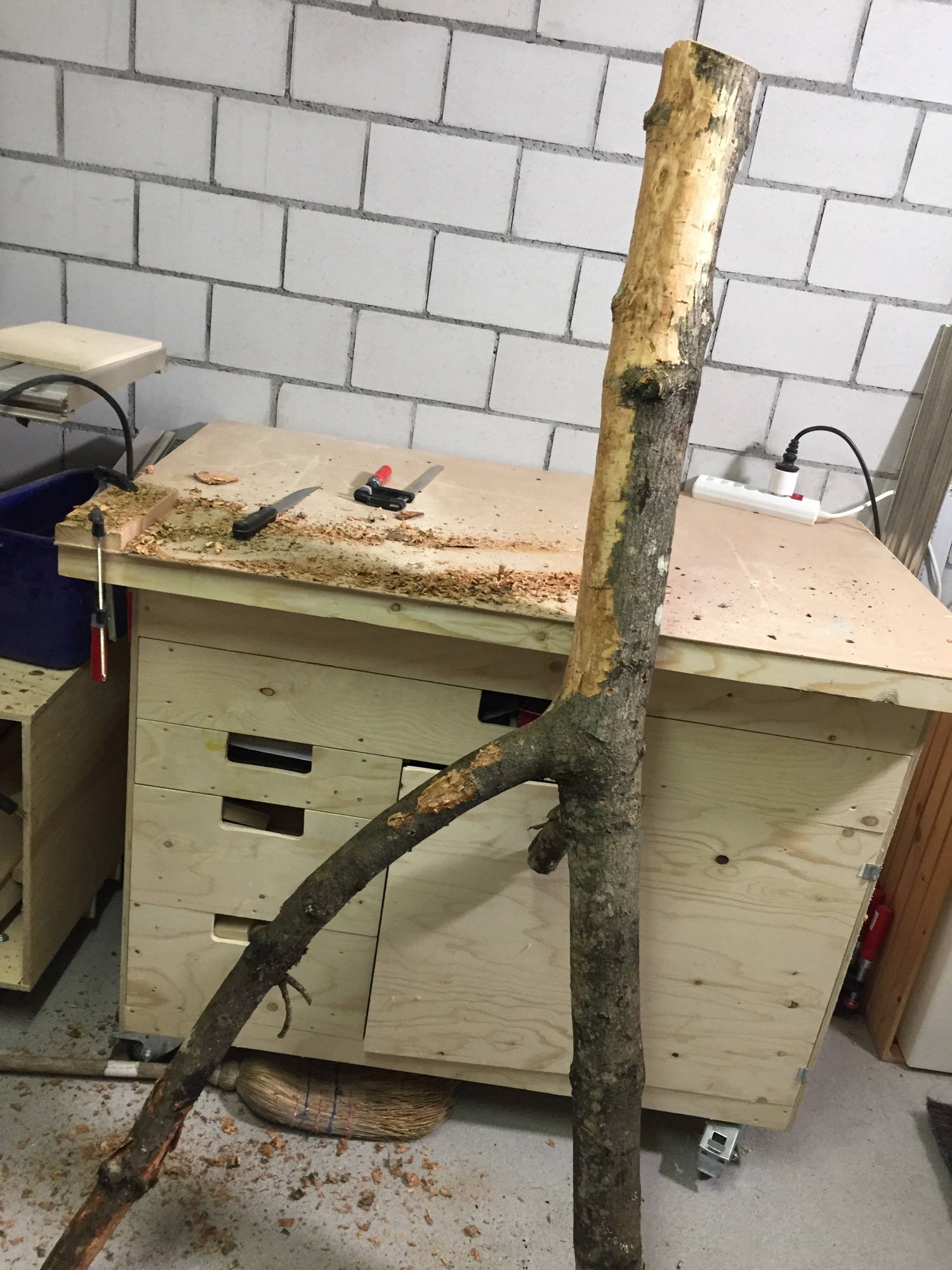 Yesterday, I finally started a new project in my new shop — a lamp for our living room.
