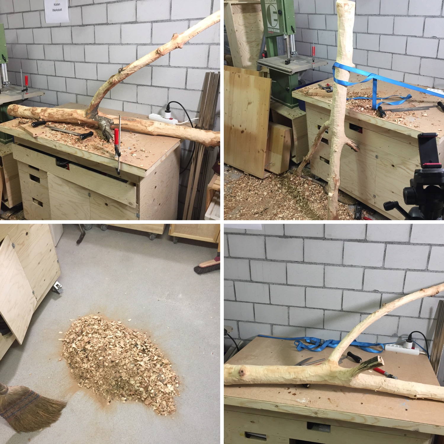 I am working on my living room lamp. I finally removed all the bark from the log. It was an excellent decision to buy a draw knife.
