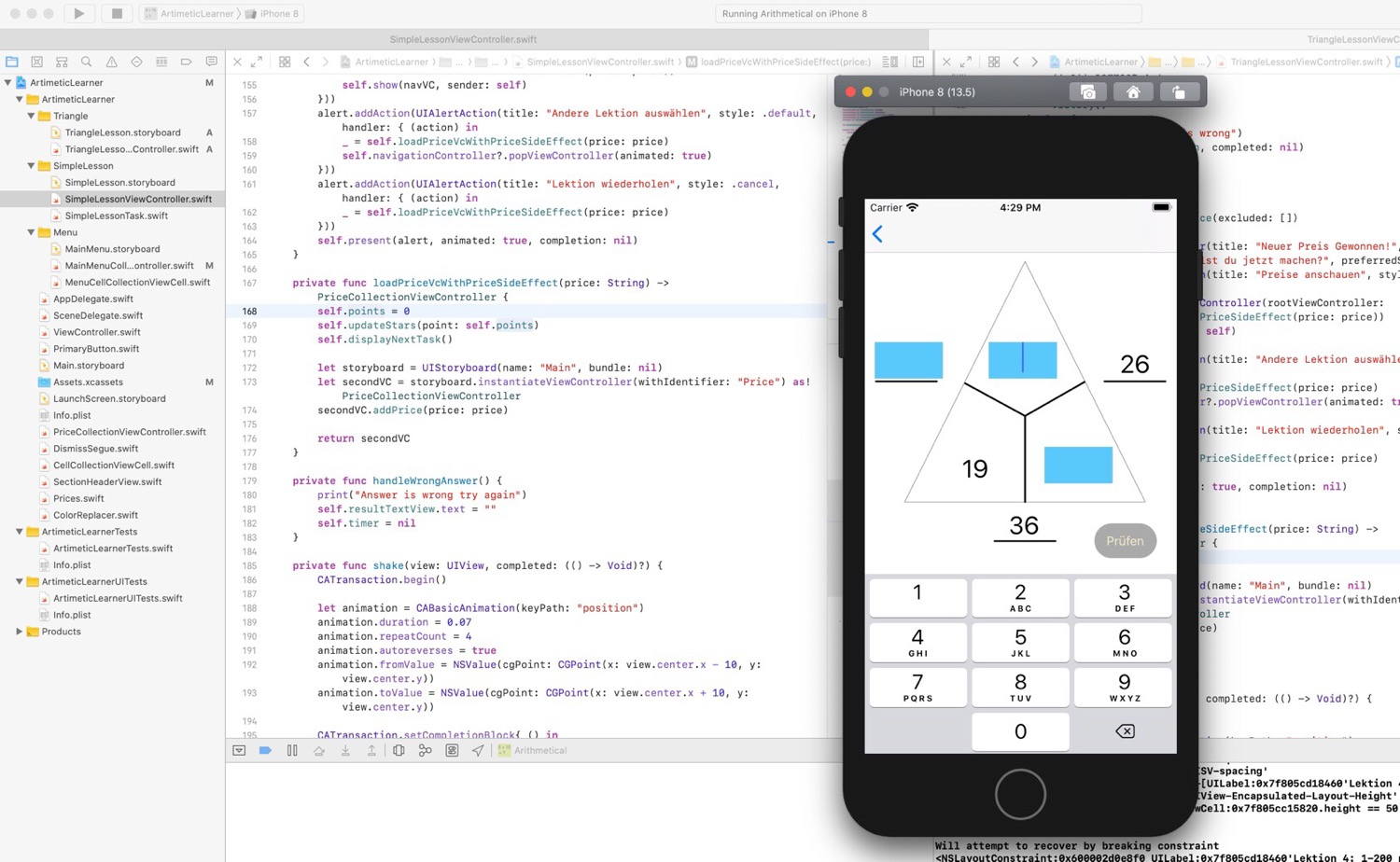 Working on an calculation training app for my daughter.
