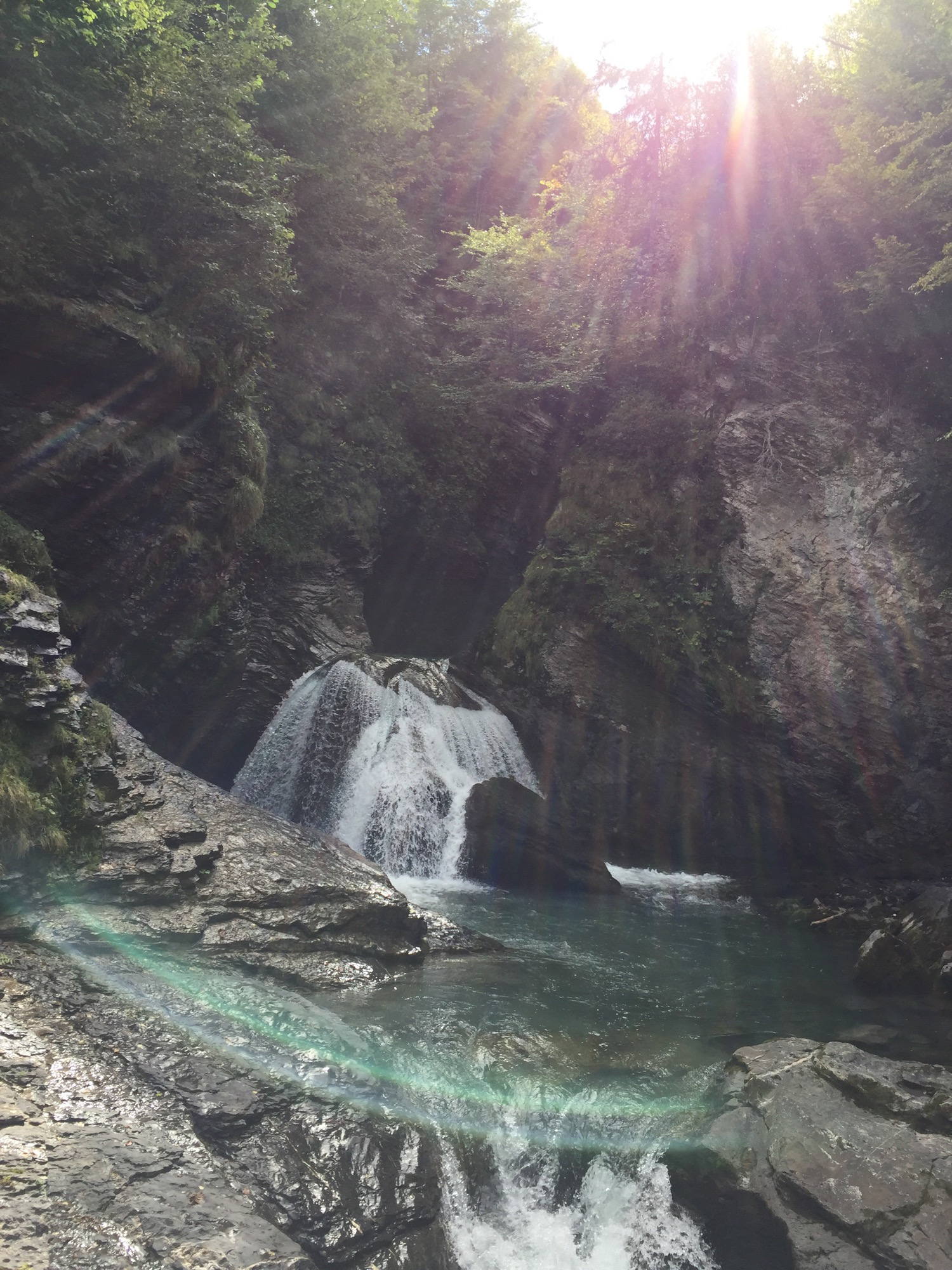 At the top of the Rickenback waterfall

