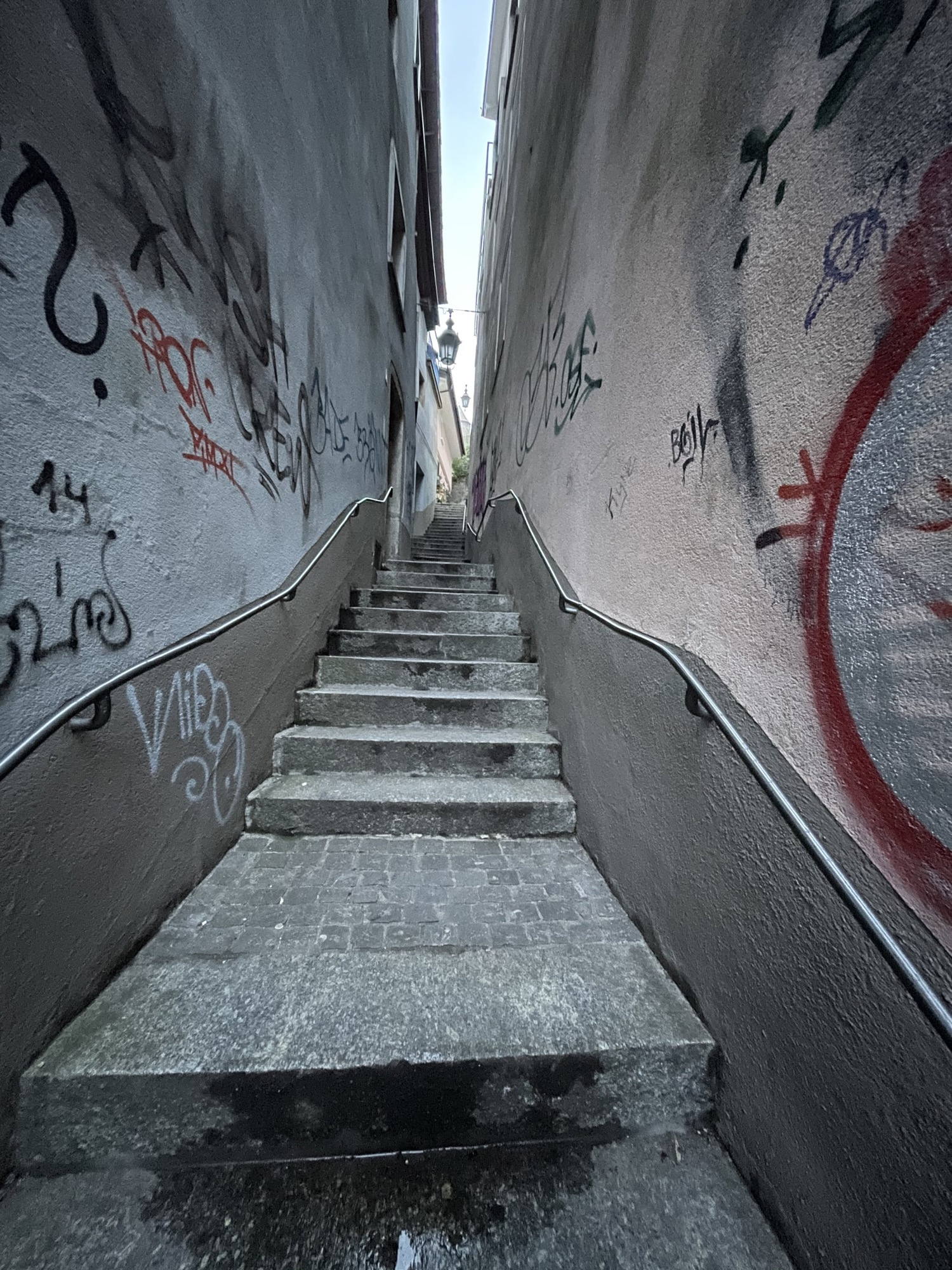 Stairs to the castle ruins above the city.
