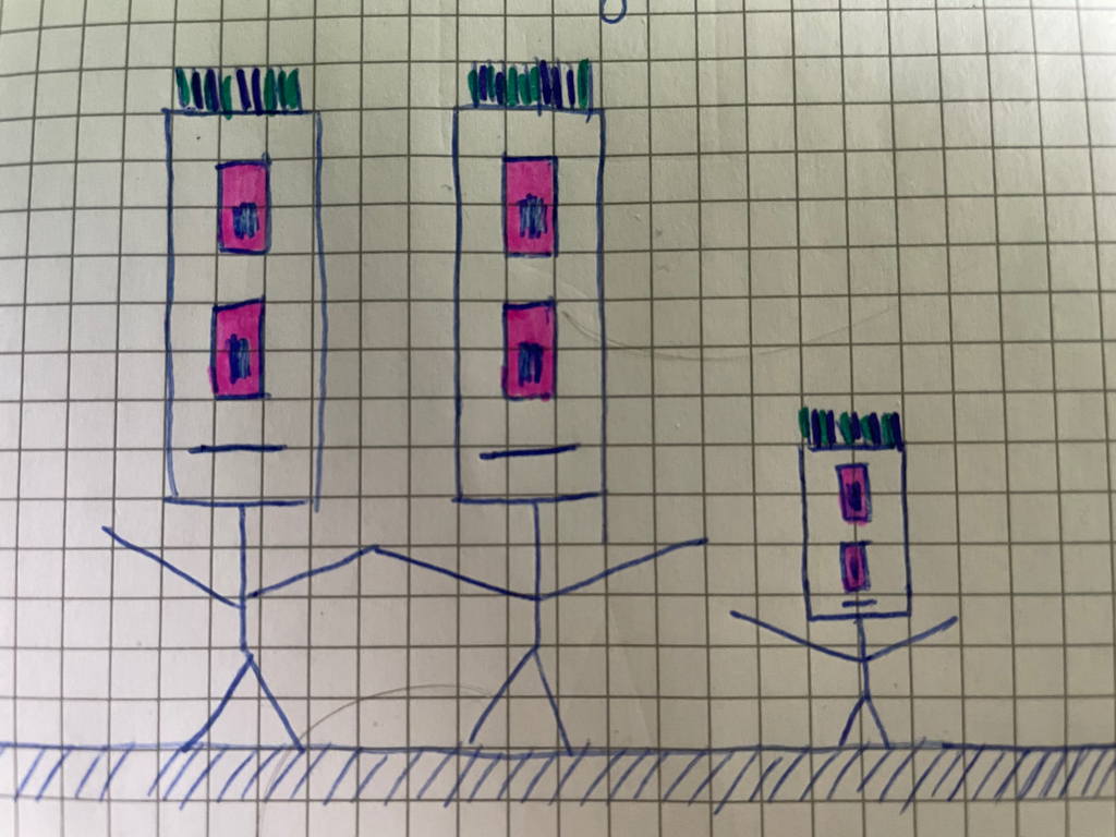 Alien stick figure family
