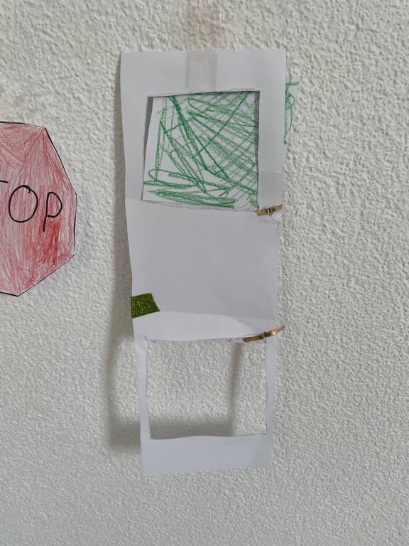 Traffic Light: made of paper by my daughter.
