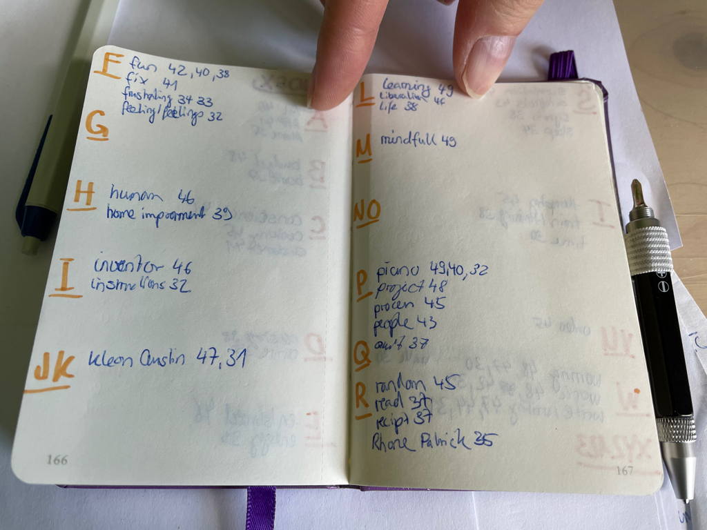 I took some time to start my first index in my current notebook.
I already see a space issue for some letters oO.
