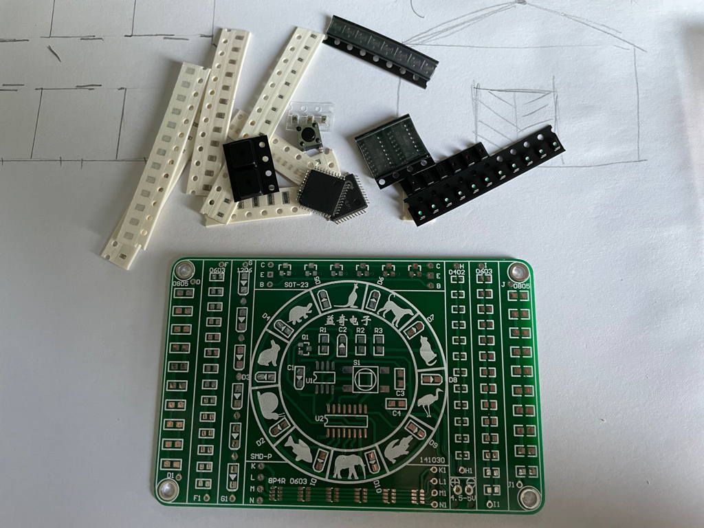 I got a example board to try learning soldering SMD components.
