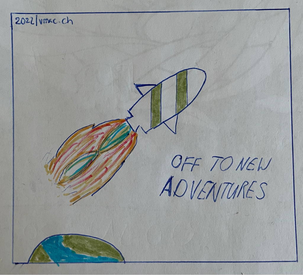 OFF TO NEW ADVENTURES
Image of a rocket started from earth
