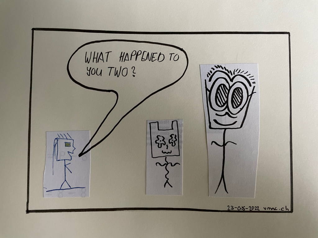 WHAT HAPPENED TO YOU TWO?
Reusing some of the many stick figures I’ve drawn over the past months.
