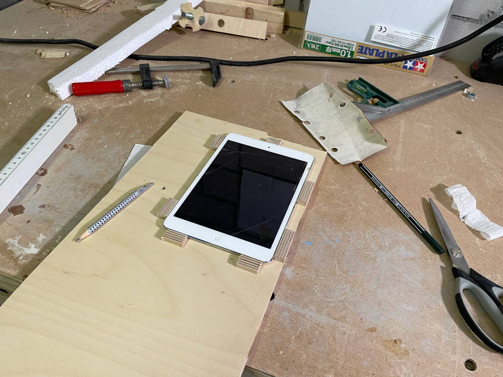 Yesterday I worked on an iPad holder for the master bedroom.