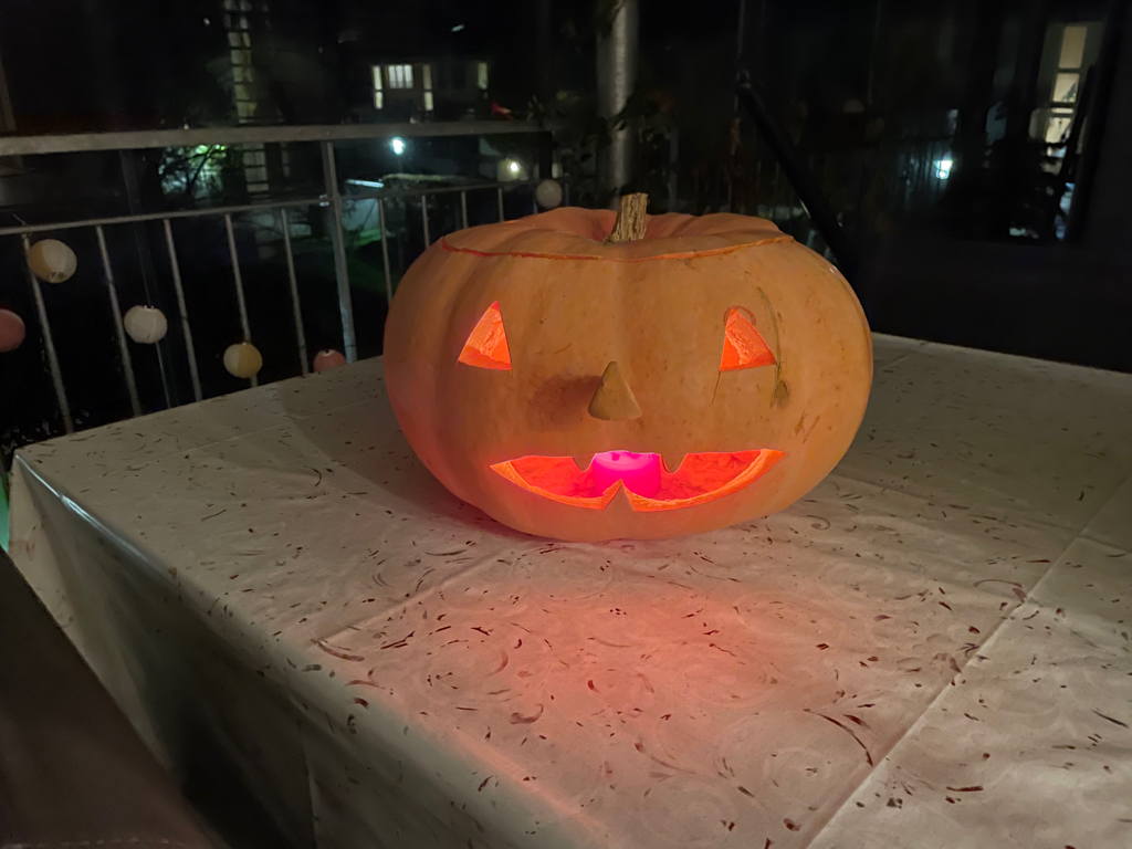 The pumpkin my daughter and I crafted on Saturday.
