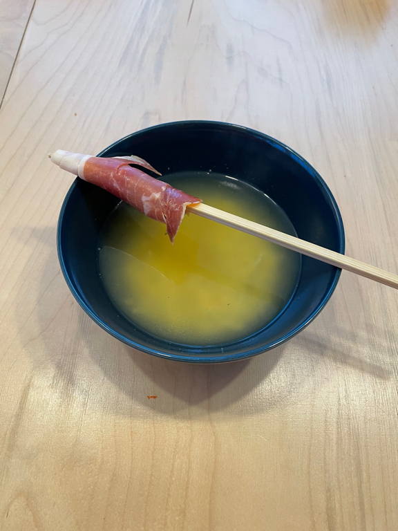 Food for my ill wife. Chicken soup with some curved meat.
