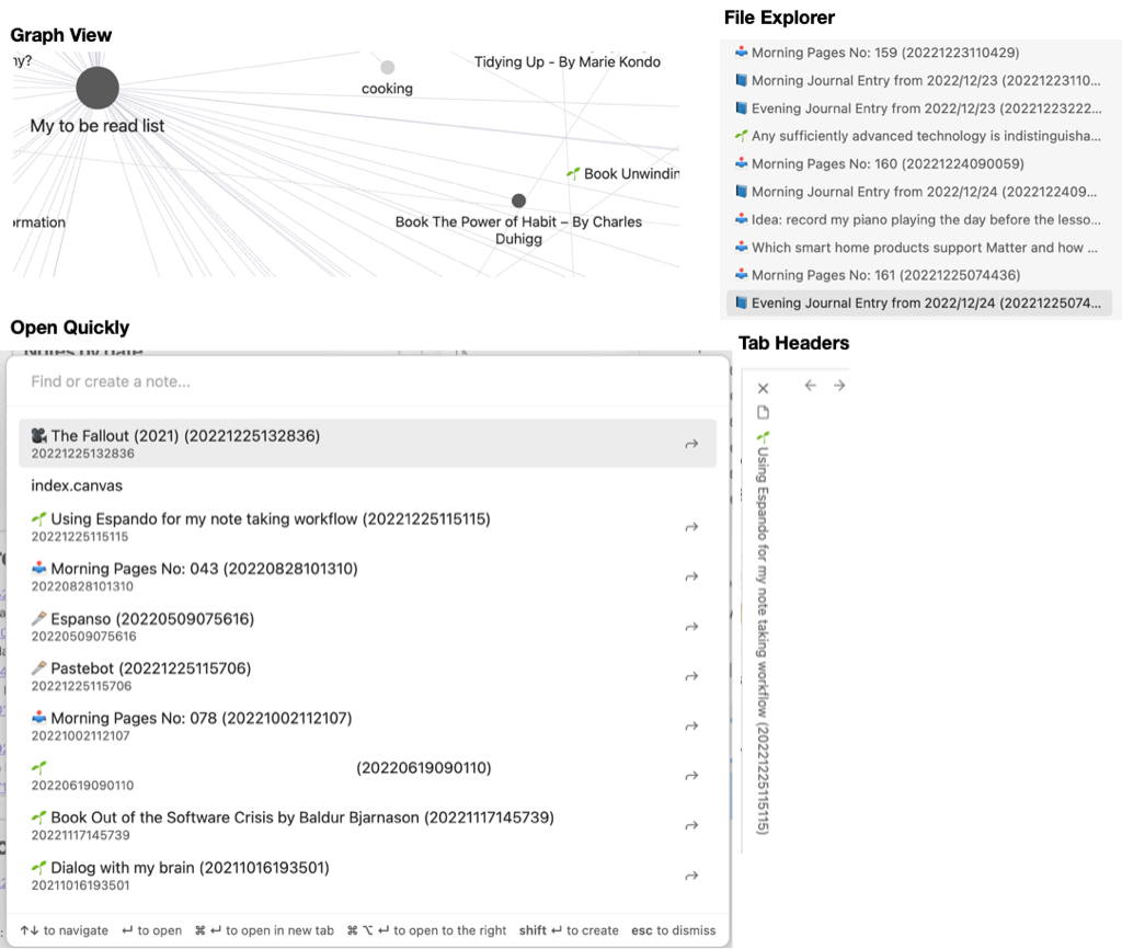 I finally found a plugin to customise the file name display everywhere in Obsidian: Front Matter Title. With this I can hide my date based filename and show the first heading instead. I’m short happy right now!
