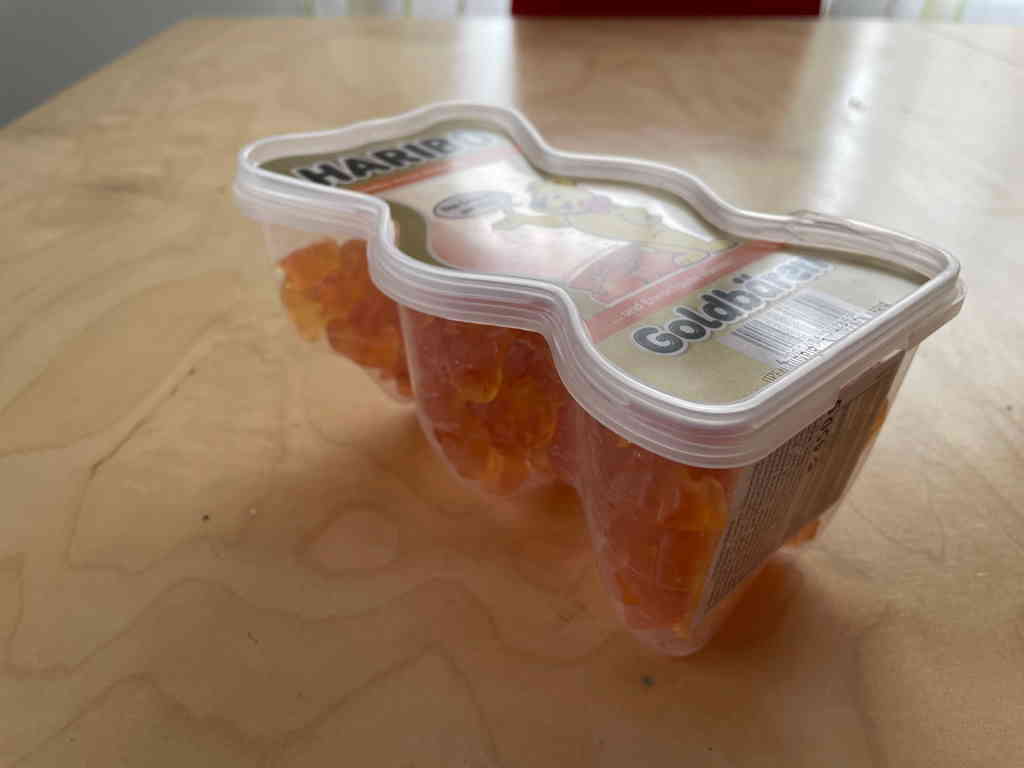 My wife is the best. I got three boxes of orange Haribo Gummi bears.
