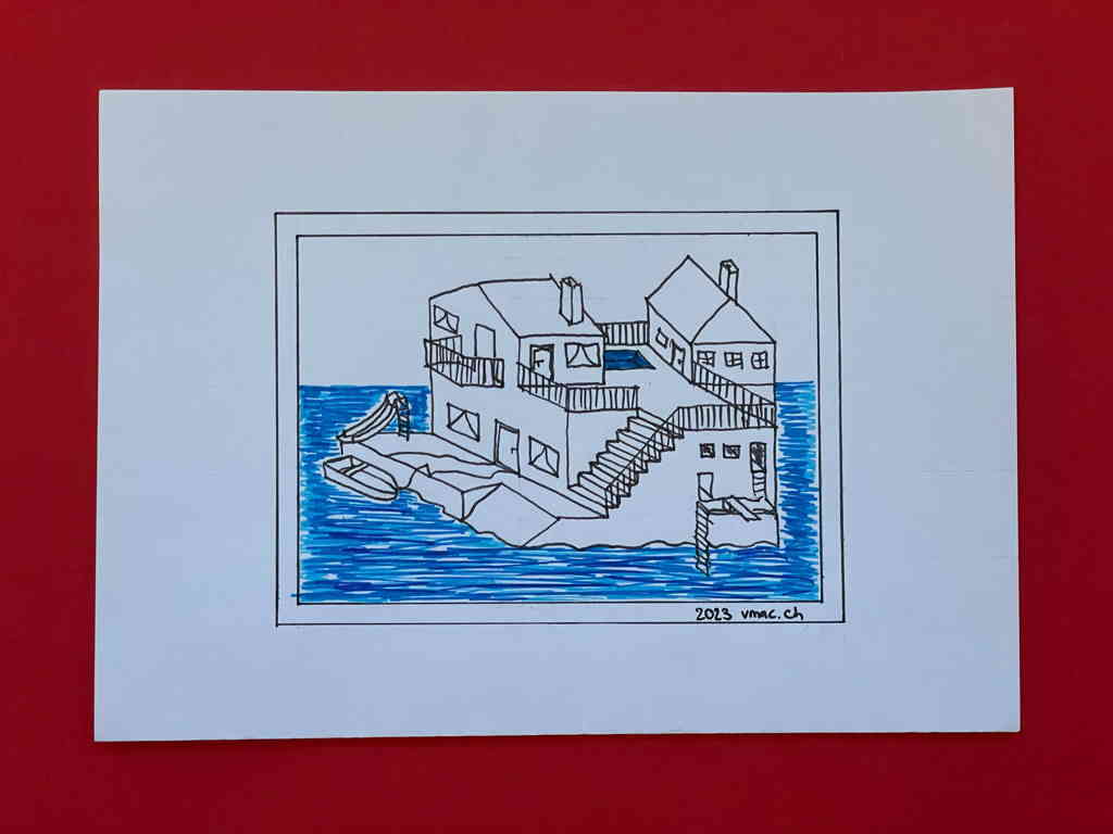 A floating house doodle I’ve drawn over the past few days. I’m quite fond of this isometric drawing style.

