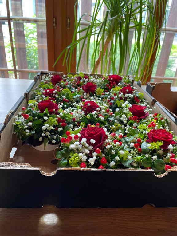 A box of wonderful flowers, from the wedding we attended yesterday.
