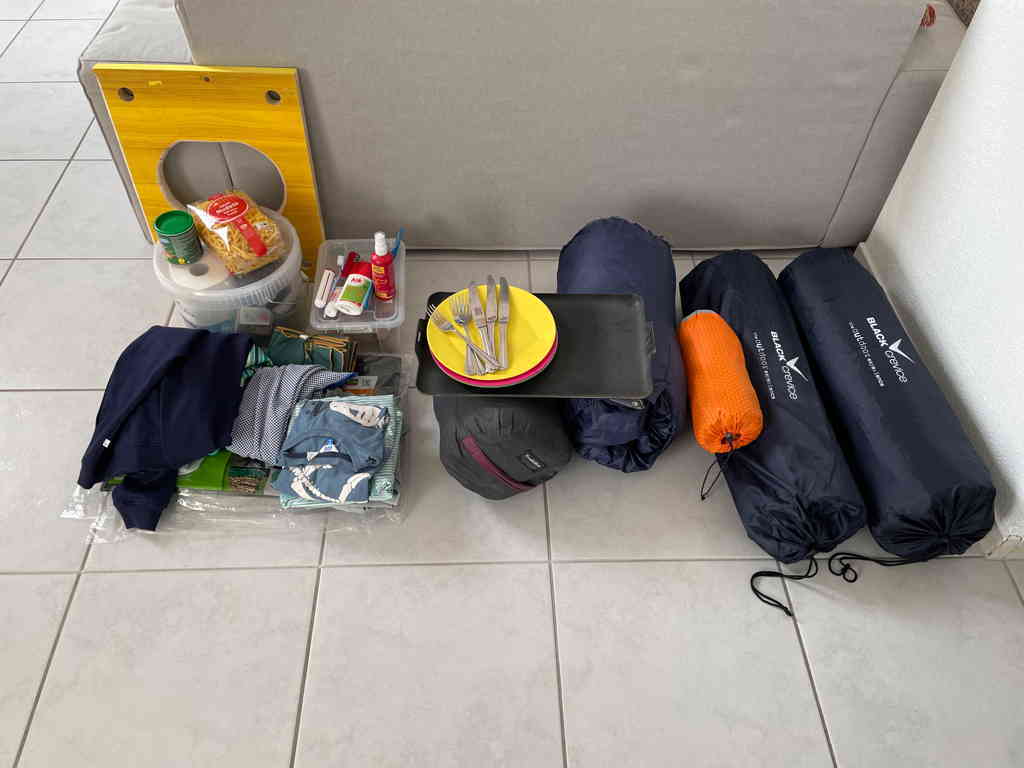 Close shot of the camping gear (no tent) 