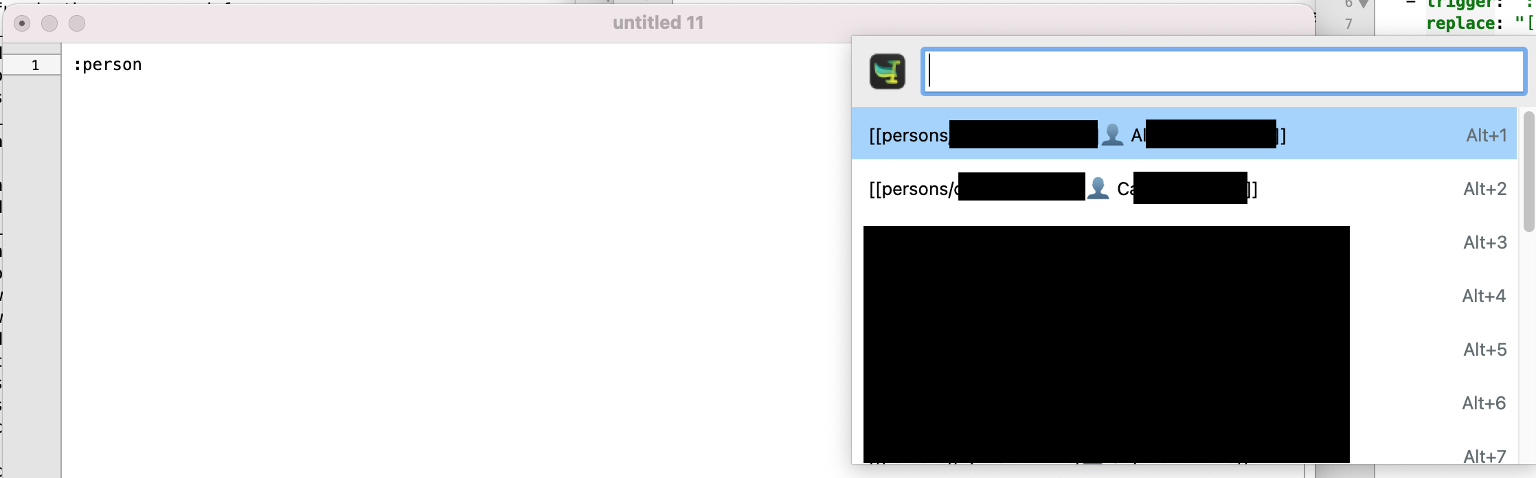 The list of persons dynamically generated