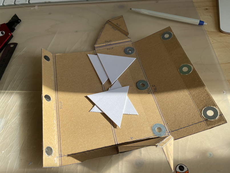 Triangle pieces to enforce the sides.